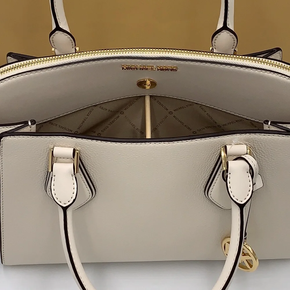 MICHAEL KORS DARIA LARGE SATCHEL LIGHT CREAM COLOR
